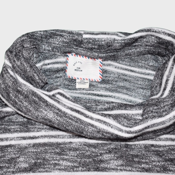 Postmark Anthropologie Mika Black White Striped Oversized Turtleneck Top - Picture 5 of 6